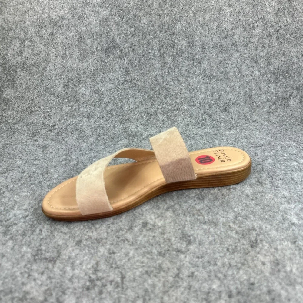 Donald Pliner Galena Womens 10M Sand Suede Elastic Thong Slide Sandals Beige Low